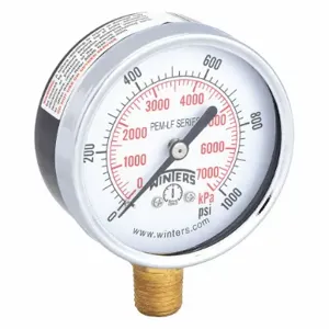 WINTERS INSTRUMENTS PEM290LF Gauge Pressure 2-1/2 Inch 0 to 1000 psi | AH7HHV 36TW05