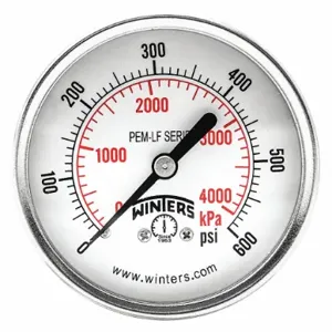 WINTERS INSTRUMENTS PEM3413LF Gauge Pressure 2-1/2 Inch 0 to 600 psi | AH7HHW 36TW06