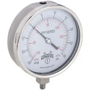 WINTERS INSTRUMENTS PFP1052-DRY Industrial Compound Gauge, 30 To 0 To 30 Inch Hg/Psi, 6 Inch Dial, 1/4 Inch Npt Male, Pfp | CV3TFX 491C32