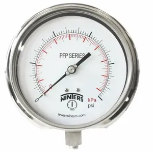 WINTERS INSTRUMENTS PFP1062-DRY-6BF Panel-Mount Pressure Gauge, Back Flange, 0 to 100 psi, 6 Inch Dial, Field-Fillable, Bottom | CR7PZH 491C40