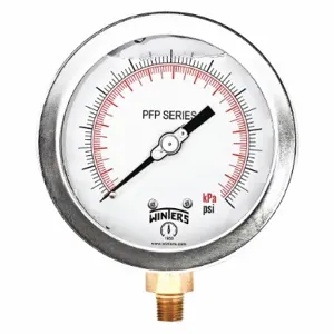 WINTERS INSTRUMENTS PFP604WBG Industrial Pressure Gauge, 0 To 100 PSI, Liquid-Filled, Glow-In-The-Dark White | CV3RPK 489G30