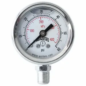 WINTERS INSTRUMENTS PFQ1203 Industrial Pressure Gauge, 0 To 60 Psi, 1 1/2 Inch Dial, 1/8 Inch Npt Male, Pfq | CV3RVT 491D68