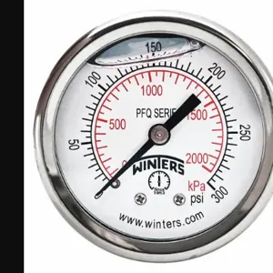 WINTERS INSTRUMENTS PFQ2440-DRY-2FF Panel-Mount Pressure Gauge, Front Flange, 0 to 300 psi, 2 Inch Dial, Field-Fillable, PFQ | CR7QAP 491F72