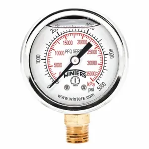 WINTERS INSTRUMENTS PFQ2473 Industrial Pressure Gauge, 0 To 5000 Psi, 2 Inch Dial, 1/4 Inch Npt Male | CV3RVQ 491F17