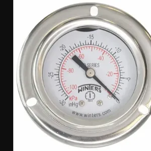 WINTERS INSTRUMENTS PFQ2478-DRY-2FF Vacuum Gauge, -30 In To 0 Inch Hg Range, 1/4 MNPT, +/-2.5% Gauge Accuracy | CH6RDB 491F73