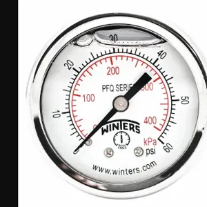 WINTERS INSTRUMENTS PFQ2488-DRY-2FF Panel-Mount Pressure Gauge, Front Flange, 0 to 60 psi, 2 Inch Dial, Field-Fillable, PFQ | CR7QAQ 491F76