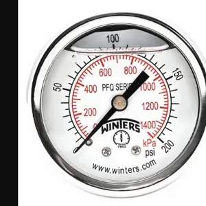 WINTERS INSTRUMENTS PFQ2491-DRY-2FF Panel-Mount Pressure Gauge, Front Flange, 0 to 200 psi, 2 Inch Dial, Field-Fillable, PFQ | CR7QAJ 491F79