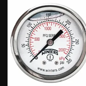 WINTERS INSTRUMENTS PFQ2492-DRY-2FF Panel-Mount Pressure Gauge, Front Flange, 0 to 300 psi, 2 Inch Dial, Field-Fillable, PFQ | CR7PYX 491F80