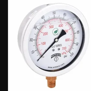 WINTERS INSTRUMENTS PFQ711LF Gauge Pressure 4 inch 0 to 100 psi | AH7HJB 36TW11