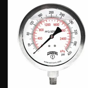 WINTERS INSTRUMENTS PFQ775-DRY Pressure Gauge, 0 To 400 Psi Range, 1/4 Inch MNPT, +/-1.5% Gauge Accuracy | CH6RDD 491F43