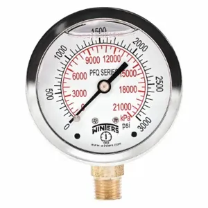 WINTERS INSTRUMENTS PFQ811 Qual Ss/Br Gauge 2.5 Inch 1/4Lm 3000Psi/Kpa | CQ8YRJ 65MG70