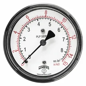 WINTERS INSTRUMENTS PLP340 Low Pressure Gauge, Natural Gas & Other Gases, 0 To 15 Inch Wc, 2 1/2 Inch Dial | CV3RZJ 491C71