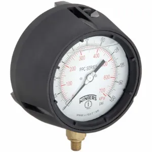 WINTERS INSTRUMENTS PPC5084-G-SG. Process Pressure Gauge, 0 To 100 Psi, White, 4 1/2 Inch DiaL, Liquid-Filled | CV3TBJ 491D19