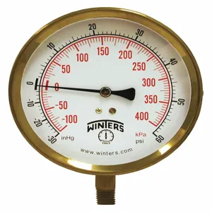 WINTERS INSTRUMENTS P1S413 Compound Gauge, -30 To 60 Psi Pressure Range, 1/4 MNPT | CH6QUL 491C54