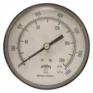 WINTERS INSTRUMENTS P1S566 Manometer für Schalttafelmontage, 0 bis 200 psi, 3 1/2 Zoll Zifferblatt, 1/4 Zoll NPT-Außengewinde | CR4BTQ 491G21