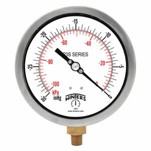 WINTERS INSTRUMENTS P3S6075 Industrial Vacuum Gauge, 30 to 0 Inch Size Hg, 6 Inch Size Dial, 1/4 Inch Size NPT Male | CV3TPM 491A92