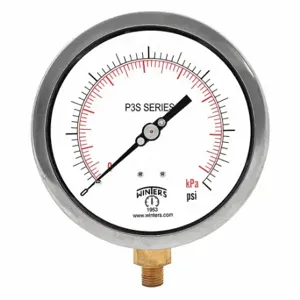 WINTERS INSTRUMENTS P3S6088 Industrial Pressure Gauge, 0 to 200 psi, 6 Inch Size Dial, 1/4 Inch Size NPT Male, Bottom | CR3YUL 491C05