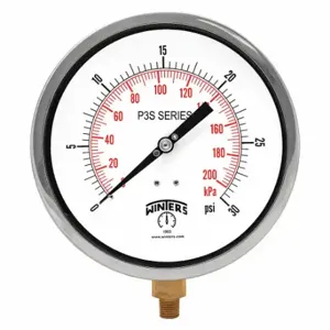 WINTERS INSTRUMENTS P3S6084 Industrial Pressure Gauge, 0 to 30 psi, 6 Inch Size Dial, 1/4 Inch Size NPT Male, Bottom | CR3YVZ 491C01