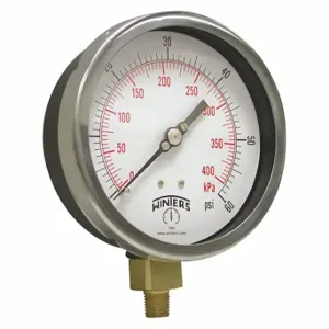 WINTERS INSTRUMENTS P3S6085 Industrial Pressure Gauge, 0 to 60 psi, 6 Inch Size Dial, 1/4 Inch Size NPT Male, Bottom | CR4BRL 491C02