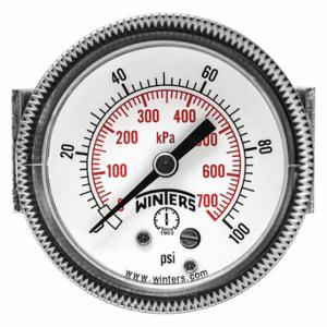 WINTERS INSTRUMENTS P9U901407UC Panel-Mount Pressure Gauge, U-Clamp, 0 To 100 PSI, 2 Inch Dial | CV3RZU 491D52