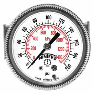 WINTERS INSTRUMENTS P9U901410UC Panel-Mount Pressure Gauge, U-Clamp, 0 To 200 PSI, 2 Inch Dial | CV3TFR 491D53