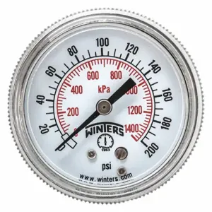 WINTERS INSTRUMENTS P9U901426UC Panel-Mount Pressure Gauge, U-Clamp, 0 To 200 PSI, 2 Inch Dial, 1/8 Inch Npt Male | CV3TGK 491G07