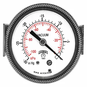 WINTERS INSTRUMENTS P9U901428UC Vacuum Gauge, -30 In To 0 Inch Hg Range, 1/4 MNPT, +/-2-1-2% Gauge Accuracy | CH6RAC 491D49