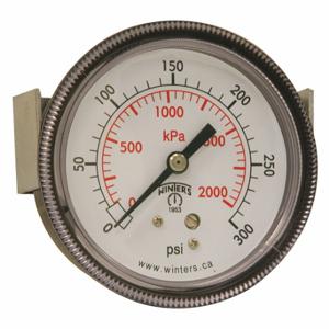 WINTERS INSTRUMENTS P9U901442UC Panel-Mount Pressure Gauge, U-Clamp, 0 To 300 PSI, 2 1/2 Inch Dial, 1/4 Inch Npt Male | CV3TAD 491D62