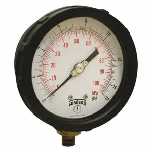 WINTERS INSTRUMENTS PCC601C Industrial Pressure Gauge, Black, 0 To 15 PSI, 4 Inch Dial, 1/4 Inch Npt Male, Plastic | CV3RXF 491D91