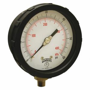 WINTERS INSTRUMENTS PCC603C-2Y Industrial Pressure Gauge, Yellow, 0 To 60 PSI, 4 Inch Dial, 1/4 Inch Npt Male, Plastic | CV3RZD 491F13
