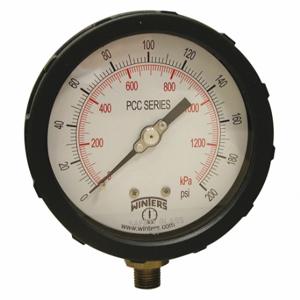 WINTERS INSTRUMENTS PCC606C-4Y Industrie-Manometer, blau, 0 bis 200 PSI, 4-Zoll-Zifferblatt, 1/4 Zoll NPT-Stecker, Kunststoff | CV3RXP 491F04