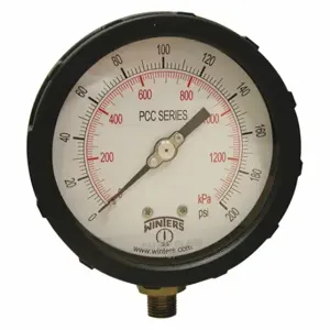 WINTERS INSTRUMENTS PCC606C-4Y Industrial Pressure Gauge, Blue, 0 To 200 PSI, 4 Inch Dial, 1/4 Inch Npt Male, Plastic | CV3RXP 491F04