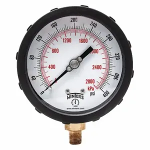 WINTERS INSTRUMENTS PCC610C Industrial Pressure Gauge, Black, 0 To 400 PSI, 4 Inch Dial, 1/4 Inch Npt Male, Plastic | CV3RXJ 491D98