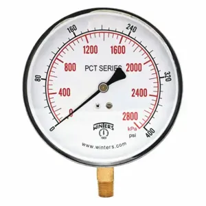 WINTERS INSTRUMENTS PCT327 Industrial Pressure Gauge, 0 to 400 PSI, 4 1/2 Inch Size Dial, 1/4 Inch Size NPT Male | CR3YWH 491C48