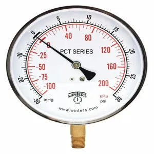 WINTERS INSTRUMENTS PCT329 Compound Gauge, -30 To 30 Psi Range, 1/4 MNPT, +/-1.00% Gauge Accuracy | CH6RCM 491C46