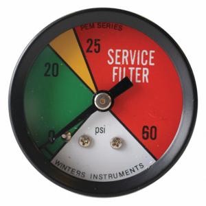 WINTERS INSTRUMENTS PEM1401-CD Commercial Pressure Gauge, Green/Yellow/Red, 0 To 60 PSI, 1 1/2 Inch Dial | CP2HEC 491G22