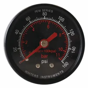 WINTERS INSTRUMENTS PEM1408-CD Commercial Pressure Gauge, 0 To 160 PSI, 2 Inch Dial, 1/8 Inch Npt Male, Center Back | CV3RML 491F97