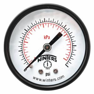 WINTERS INSTRUMENTS PEM1412 Kommerzielles Manometer, 0 bis 600 PSI, 2-Zoll-Zifferblatt, 1/4 Zoll NPT-Außengewinde, Rückseite in der Mitte | CV3RMR 491F23