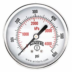 WINTERS INSTRUMENTS PEM3413 Kommerzielles Manometer, 0 bis 600 PSI, 2 1/2 Zoll Zifferblatt, 1/4 Zoll NPT-Außengewinde, Mitte hinten | CV3RMQ 491F25