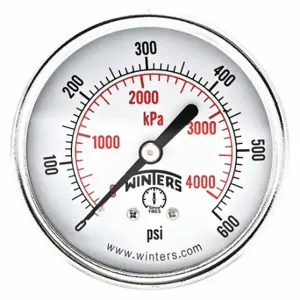 WINTERS INSTRUMENTS PEM3413 Commercial Pressure Gauge, 0 To 600 PSI, 2 1/2 Inch Dial, 1/4 Inch Npt Male, Center Back | CV3RMQ 491F25