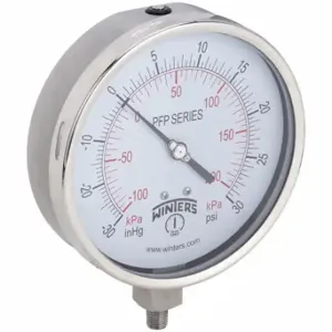 WINTERS INSTRUMENTS PFP1052-DRY Industrial Compound Gauge, 30 To 0 To 30 Inch Hg/Psi, 6 Inch Dial, 1/4 Inch Npt Male, Pfp | CV3TFX 491C32