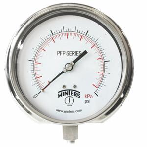 WINTERS INSTRUMENTS PFP1077-DRY-6BF Panel-Mount Pressure Gauge, Back Flange, 0 to 400 psi, 6 Inch Dial, Field-Fillable, Bottom | CR7PZU 491C44