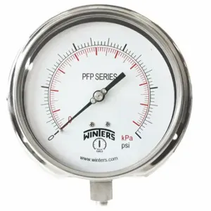 WINTERS INSTRUMENTS PFP1060-DRY-6BF Panel-Mount Pressure Gauge, Back Flange, 0 to 30 psi, 6 Inch Dial, Field-Fillable, Bottom | CR7PYY 491C38