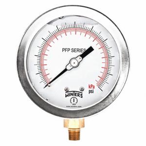 WINTERS INSTRUMENTS PFP606WBW Industrial Pressure Gauge, 0 To 200 PSI, Liquid-Filled, Reflective White, 4 Inch Dial | CV3RTA 489G39