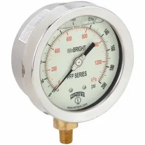 WINTERS INSTRUMENTS PFP606WBG Industrial Pressure Gauge, 0 To 200 PSI, Liquid-Filled, Glow-In-The-Dark White | CV3RRP 489G38