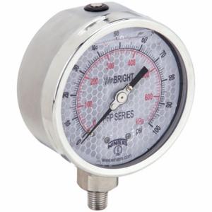 WINTERS INSTRUMENTS PFP644WBW Industrial Pressure Gauge, 0 To 100 PSI, Liquid-Filled, Reflective White, 4 Inch Dial | CV3RPW 489G75