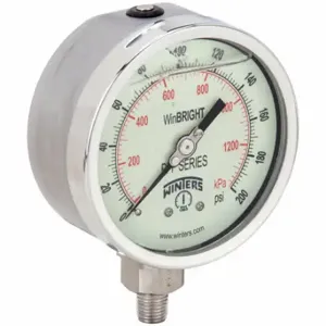 WINTERS INSTRUMENTS PFP646WBG Industrial Pressure Gauge, 0 To 200 PSI, Liquid-Filled, Glow-In-The-Dark White | CV3RRQ 489G82