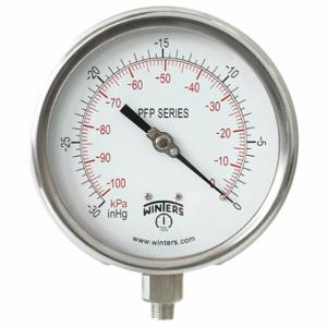 WINTERS INSTRUMENTS PFP700-DRY-45BF Panel-Mount Vacuum Gauge, Back Flange, 30 to 0 Inch Height, 4 1/2 Inch Dial | CV3TQY 491C09