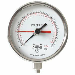 WINTERS INSTRUMENTS PFP713-DRY-45BF-MAXI45 Panel-Mount Pressure Gauge, Back Flange, 0 to 200 psi, 4 1/2 Inch Dial, Field-Fillable | CR7PZA 491C28