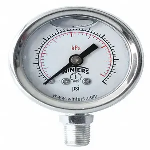 WINTERS INSTRUMENTS PFQ1209 Pressure Gauge, 0 To 1000 Psi Range, 1/8 MNPT, +/-2.5% Gauge Accuracy | CH6RCY 491D72